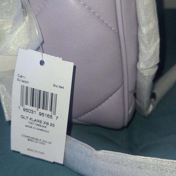 NWT Coach Leather Klare Crossbody 25 With Puffy Diamond Quilting Silver/Mist - Picture 6 of 9